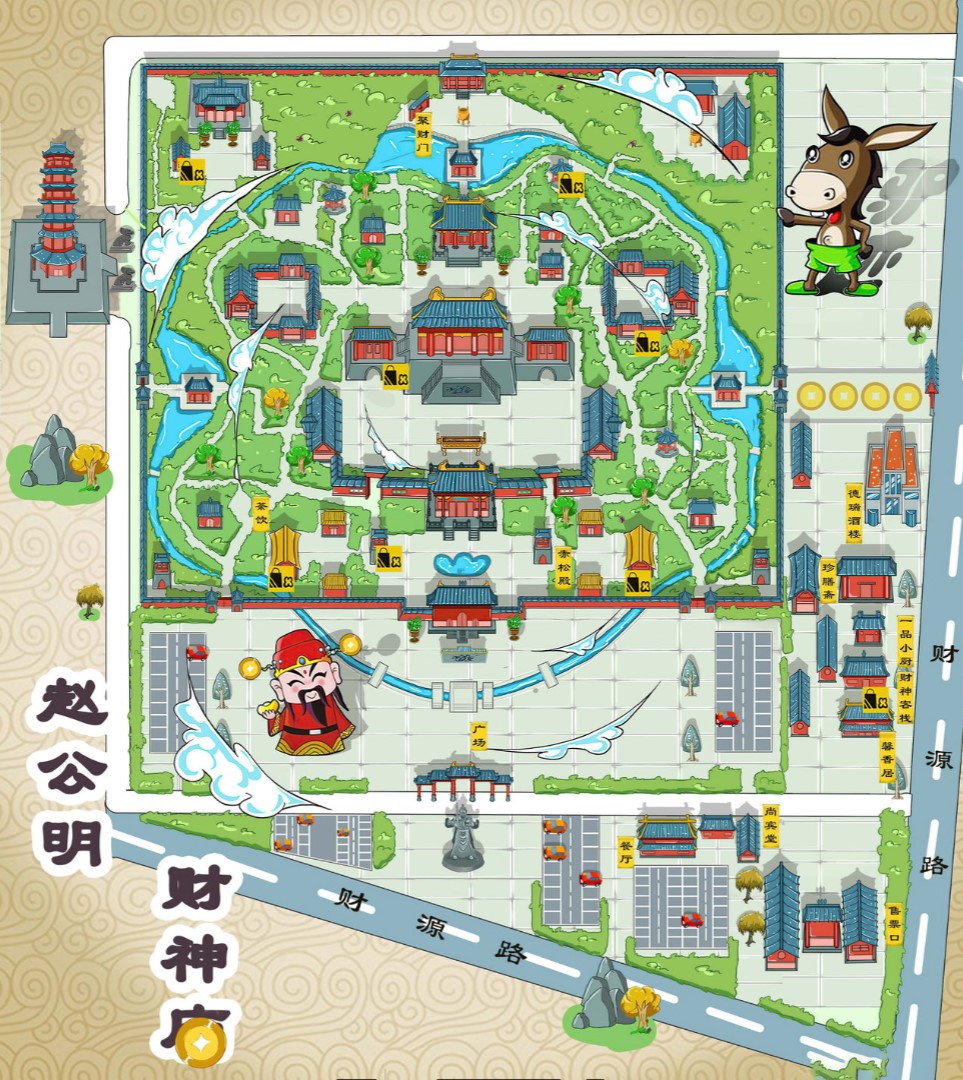天镇寺庙类手绘地图